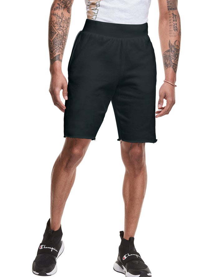 Champion Mens Shorts NZ - Reverse Weave Cut-Off Black ( 5287-GCATY )